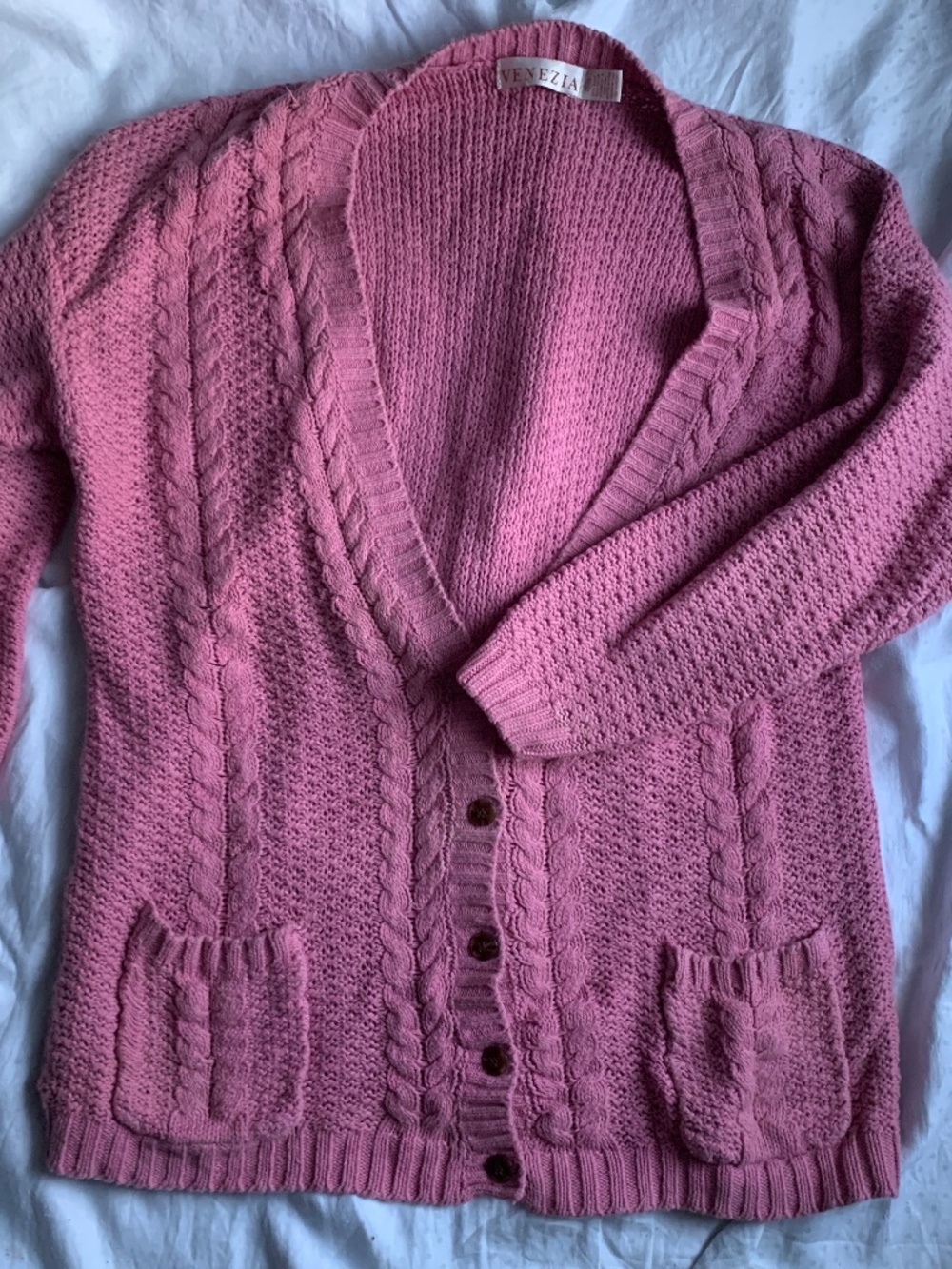 Vintage women's cardigan knit sweater, size XL (18-20) grandma core cottage core